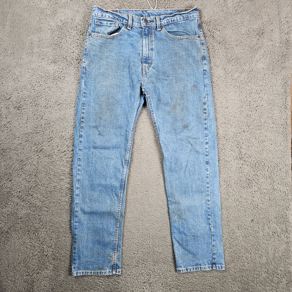 Levis 505 Regular Fit Mens Jeans 34x32 Medium Wash Blue Straight Leg